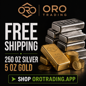 ORO Trading — free shipping on 250 oz silver and 5 oz gold