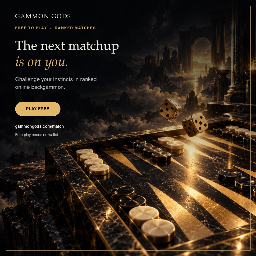 Gammon Gods — The next matchup is on you. Free ranked online backgammon. Play free; no wallet needed.